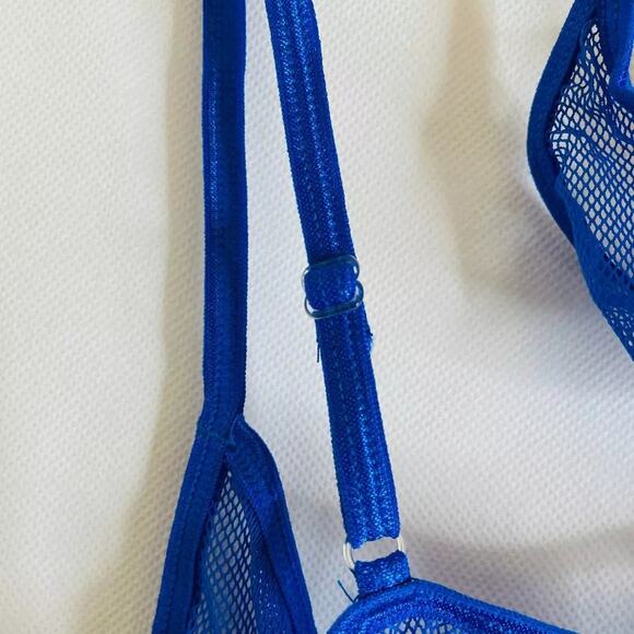 Fantacy Lingerie Women's Mesh Babydoll with Matching G-String Blue - Size Medium - Picture 4 of 5